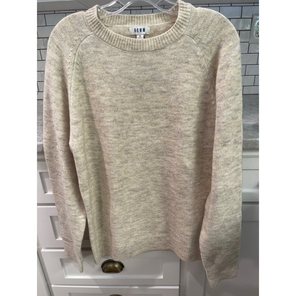 ROWM Sweater Mens M Beige Peaks & Passages Raglan Crewneck Knit Wool Blend